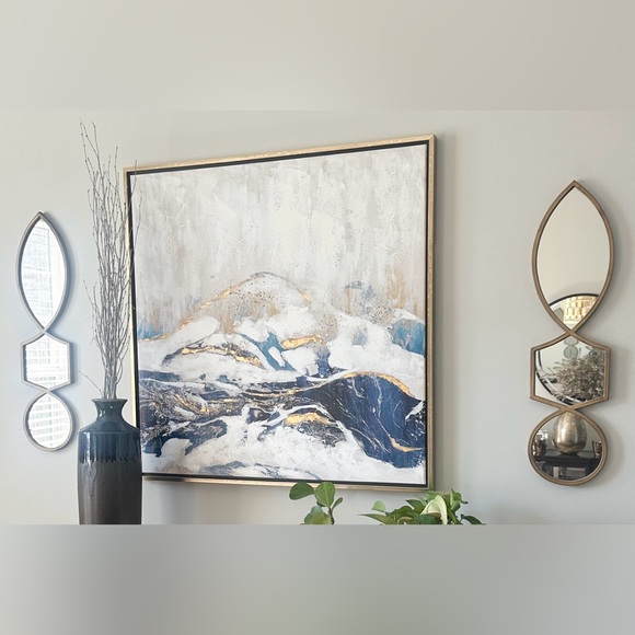 Global Views (2) Gold Geometric Shaped Wall Mirrors